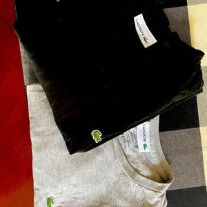 Lacoste t-shirts (gray and black, mens size x-small)
